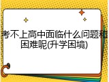 考不上高中面临什么问题和困难呢(升学困境)