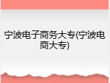 宁波电子商务大专(宁波电商大专)