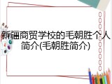 新疆商贸学校的毛朝胜个人简介(毛朝胜简介)