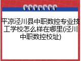 平凉泾川县中职数控专业技工学校怎么样在哪里(泾川中职数控校址)