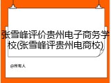 张雪峰评价贵州电子商务学校(张雪峰评贵州电商校)