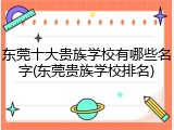 东莞十大贵族学校有哪些名字(东莞贵族学校排名)