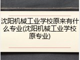沈阳机械工业学校原来有什么专业(沈阳机械工业学校原专业)