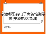 宁波哪里有电子商务培训学校(宁波电商培训)
