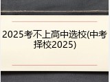 2025考不上高中选校(中考择校2025)