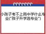 小孩子考不上高中学什么专业("孩子升学选专业")