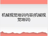 机械视觉培训内容(机械视觉培训)