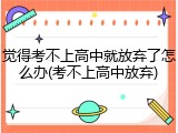 觉得考不上高中就放弃了怎么办(考不上高中放弃)