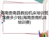 海南贵南县数控机床培训班学费多少钱(海南贵南机床培训费)