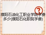 濮阳石油化工职业学院学费多少(濮阳石化职院学费)
