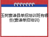玉树囊谦县单招培训班有哪些(囊谦单招培训)