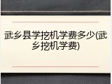 武乡县学挖机学费多少(武乡挖机学费)