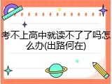 考不上高中就读不了了吗怎么办(出路何在)