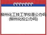 柳州化工技工学校是公办吗(柳州化校公办吗)