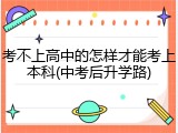 考不上高中的怎样才能考上本科(中考后升学路)