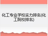 化工专业学校实力排名(化工院校排名)