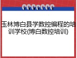 玉林博白县学数控编程的培训学校(博白数控培训)