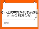 考不上高中好难受怎么办呢(中考失利怎么办)