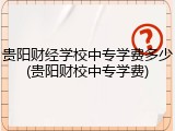 贵阳财经学校中专学费多少(贵阳财校中专学费)