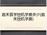 嘉禾县学挖机学费多少(嘉禾挖机学费)