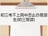 初三考不上高中怎么办复读生(初三复读)