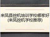 来凤县挖机培训学校哪家好(来凤挖机学校推荐)