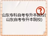 山东专科自考专升本院校(山东自考专升本院校)