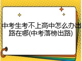 中考生考不上高中怎么办出路在哪(中考落榜出路)