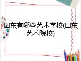 山东有哪些艺术学校(山东艺术院校)