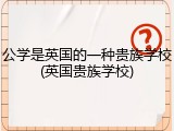 公学是英国的一种贵族学校(英国贵族学校)