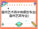 惠州艺术高中有哪些专业(惠州艺高专业)