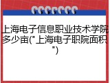 上海电子信息职业技术学院多少亩("上海电子职院面积")