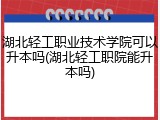 湖北轻工职业技术学院可以升本吗(湖北轻工职院能升本吗)