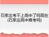 石家庄考不上高中了吗现在(石家庄高中难考吗)