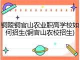铜陵铜官山农业职高学校如何招生(铜官山农校招生)