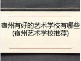 宿州有好的艺术学校有哪些(宿州艺术学校推荐)