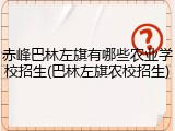 赤峰巴林左旗有哪些农业学校招生(巴林左旗农校招生)