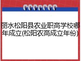 丽水松阳县农业职高学校哪年成立(松阳农高成立年份)