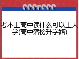 考不上高中读什么可以上大学(高中落榜升学路)