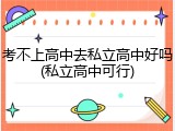考不上高中去私立高中好吗(私立高中可行)