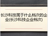 长沙科技属于什么档次的企业(长沙科技企业档次)