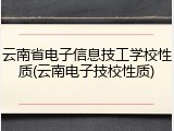 云南省电子信息技工学校性质(云南电子技校性质)