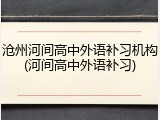 沧州河间高中外语补习机构(河间高中外语补习)
