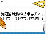 绵阳涪城数控技术专升本对口专业(数控专升本对口)