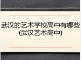 武汉的艺术学校高中有哪些(武汉艺术高中)