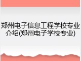 郑州电子信息工程学校专业介绍(郑州电子学校专业)