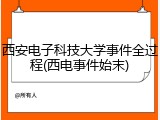 西安电子科技大学事件全过程(西电事件始末)