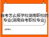 自考怎么报学校湖南职校的专业(湖南自考职校专业)