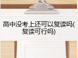 高中没考上还可以复读吗(复读可行吗)