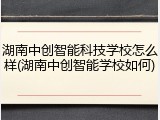 湖南中创智能科技学校怎么样(湖南中创智能学校如何)